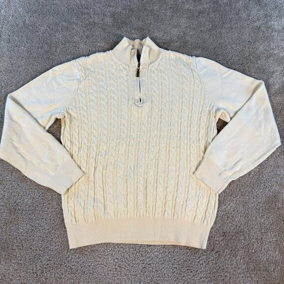 Karen Scott Sweaters - Karen Scott Cable Knit Sweater Womens Size Small Yellow Mock Neck Cotton F431